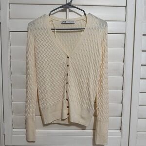 Zara Cream Button-Up Cardigan
